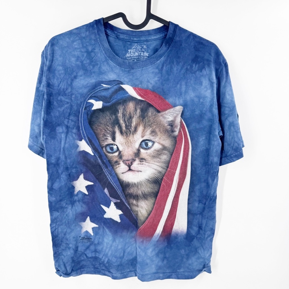 ✅ The Mountain T-Shirt American Astronaut Kitten‎ Adult XL USA Made Patriotic